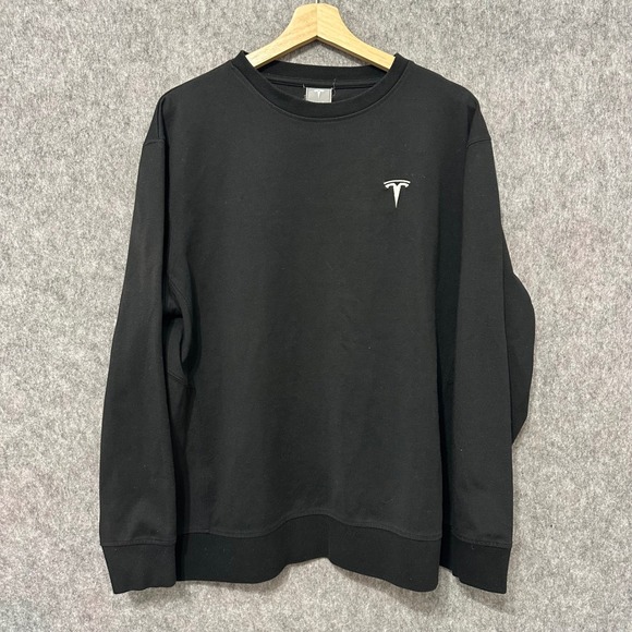 Tesla Motor Co Black Long Sleeve Crew Neck Sweatshirt Men's Sz XL